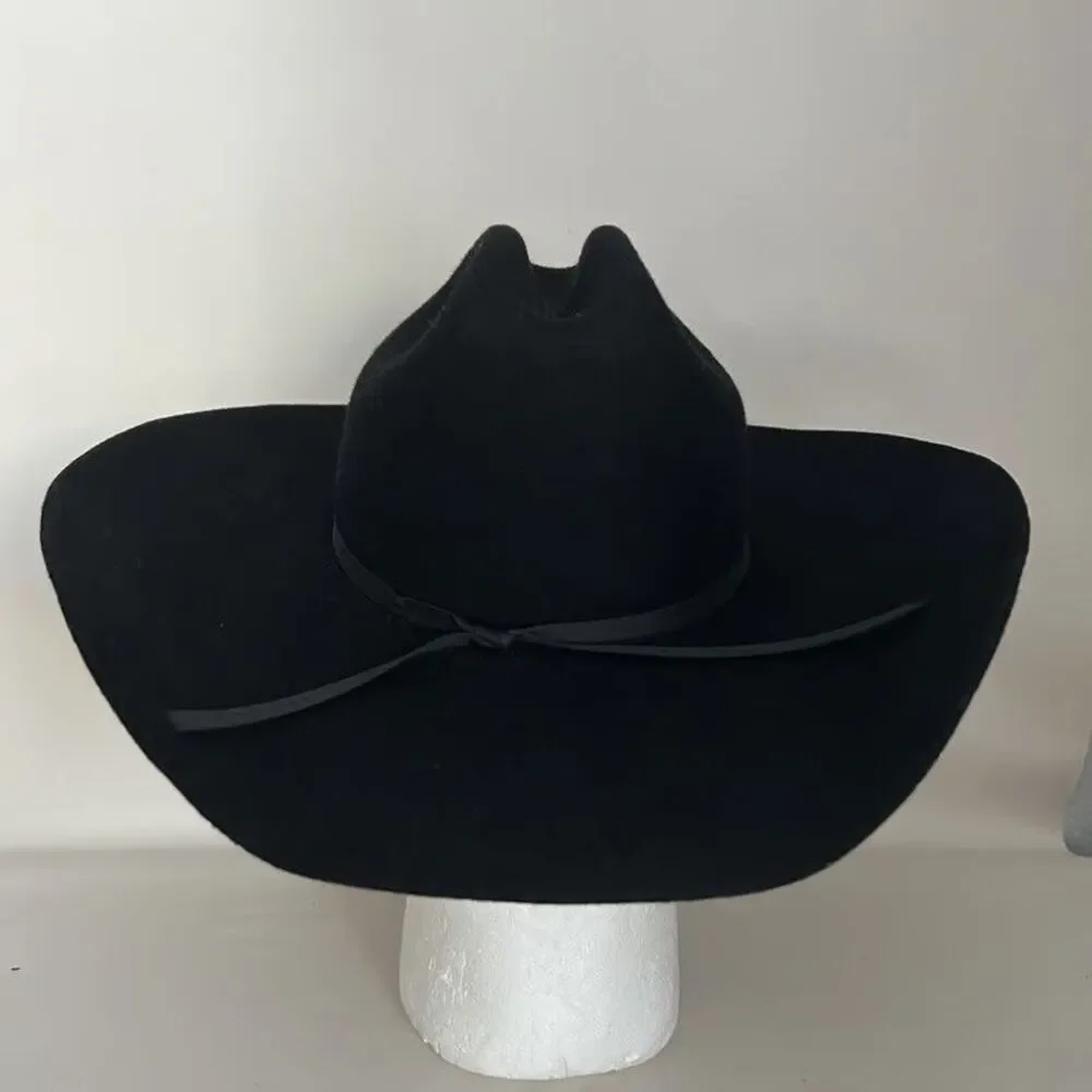 Resistol Western Cowboy Hat Youth One Size Black 100% Wool Felt Cattleman Crease